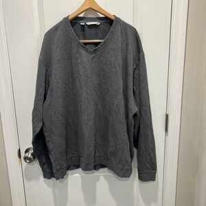 Cutter & Buck Mens V-Neck Sweater 100% Cotton Heather Gray XXL